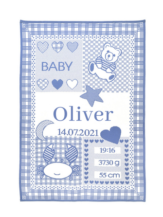 Persolig babyfilt med datum och namn