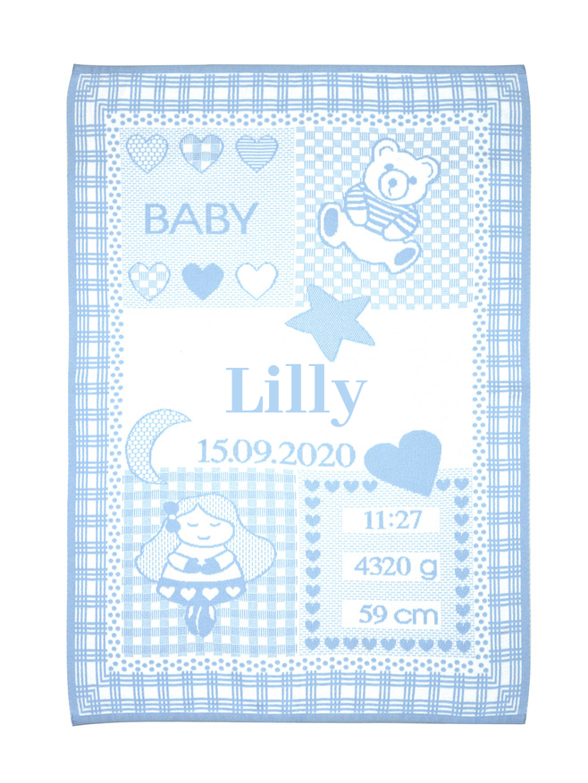 Personlig babyfilt med datum och namn